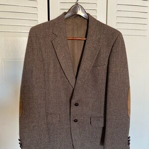 STAFFORD Brown Houndstooth Blazer with Elbow Patches SIZE 40s 100%pure WOOL